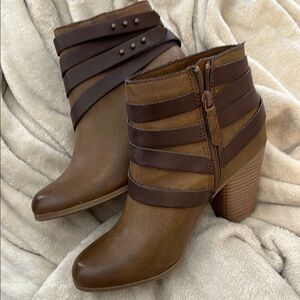 Material Girl size 8 brown booties with 3 inch heel